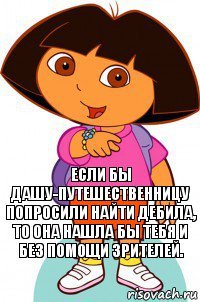 если бы дашу-путешественницу попросили найти дебила, то она нашла бы тебя и без помощи зрителей.