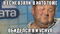 в ес не взяли. в нато тоже обиделся я и уснул