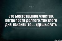 это божественное чувство, когда после долгого, тяжелого дня, наконец-то..... идешь срать