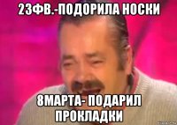 23фв.-подорила носки 8марта- подарил прокладки