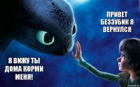 я вижу ты дома корми меня! Привет беззубик я вернулся