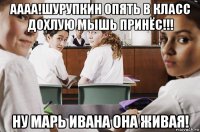 аааа!шурупкин опять в класс дохлую мышь принёс!!! ну марь ивана она живая!