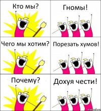 Кто мы? Гномы! Чего мы хотим? Порезать хумов! Почему? Дохуя чести!