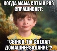 когда мама сотый раз спрашивает: "сынок, ты сделал домашнее задание"?