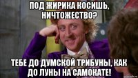 под жирика косишь, ничтожество? тебе до думской трибуны, как до луны на самокате!