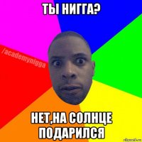 ты нигга? нет,на солнце подарился