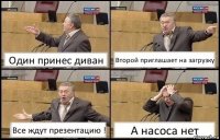 Один принес диван Второй приглашает на загрузку Все ждут презентацию ! А насоса нет