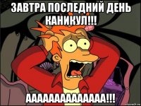 завтра последний день каникул!!! аааааааааааааа!!!