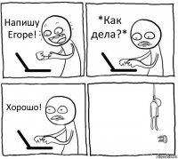 Напишу
Егоре! *Как дела?* Хорошо! 