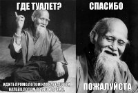 Где туалет? Идите прямо,потом направо,потом налево,потом право и прямо. Спасибо Пожалуйста