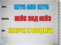 Keys and keys кейс энд кейз ключи и поцелуи