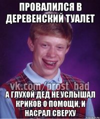 провалился в деревенский туалет а глухой дед не услышал криков о помощи, и насрал сверху