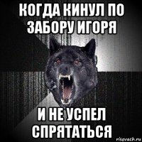 когда кинул по забору игоря и не успел спрятаться