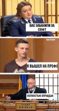 Вас забанили за софт я вышел на префе полностью оправдан