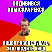 подивився комісара рекса пішов розслєдувать, хто пиздить яйця