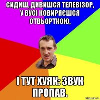 сидиш, дивишся телевізор, у вусі ковиряєшся отвьорткою, і тут хуяк: звук пропав.