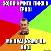 жопа в милі, пика в грязі ми працюємо на вазі