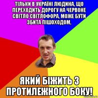 тільки в україні людина, що переходить дорогу на червоне світло світлофора, може бути збита пішоходом, який біжить з протилежного боку!