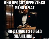 они просят вернуться меня в чат но делают это без уважения...