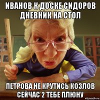 иванов к доске сидоров дневник на стол петрова не крутись козлов сейчас 2 тебе плюну