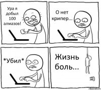 Ура я добыл 100 алмазов! О нет крипер... *Убил* Жизнь боль...