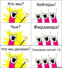 Кто мы? Хейтеры! Чьи? Фирамира! Что мы делаем? Смотрим сопли! =3