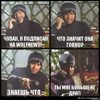 Чувак, я подписан на WolfNews! Что значит она говно? Знаешь что... Ты мне больше не друг!