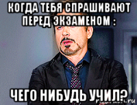 когда тебя спрашивают перед экзаменом : чего нибудь учил?