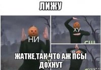 лижу жатке,так что аж псы дохнут