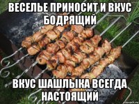 веселье приносит и вкус бодрящий вкус шашлыка всегда настоящий