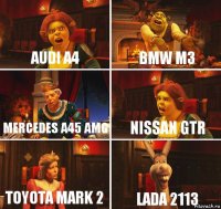 Audi a4 BMW M3 Mercedes a45 amg Nissan gtr Toyota Mark 2 Lada 2113