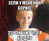 если у меня ник gopnic это значит что я быдло