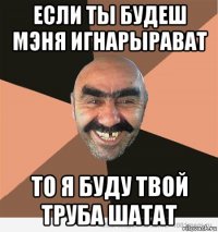 если ты будеш мэня игнарырават то я буду твой труба шатат