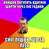 вийшов погулять вдягнув шорти через пів години сніг пішов .шо за літо