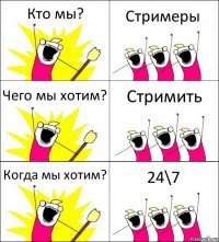 Кто мы? Стримеры Чего мы хотим? Стримить Когда мы хотим? 24\7