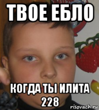 твое ебло когда ты илита 228