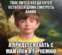 твае литсо когда хотел остаться дома смотреть аниме а придется ехать с мамулей в туркемию