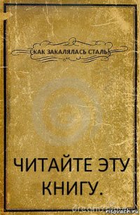 КАК ЗАКАЛЯЛАСЬ СТАЛЬ! ЧИТАЙТЕ ЭТУ КНИГУ.