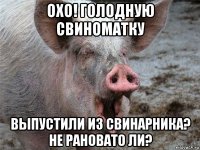 охо! голодную свиноматку выпустили из свинарника? не рановато ли?