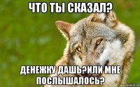 что ты сказал? денежку дашь?или мне послышалось?