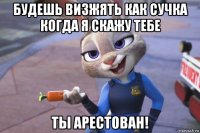 будешь визжять как сучка когда я скажу тебе ты арестован!