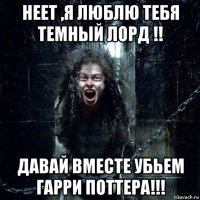 неет ,я люблю тебя темный лорд !! давай вместе убьем гарри поттера!!!