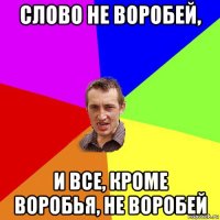 слово не воробей, и все, кроме воробья, не воробей