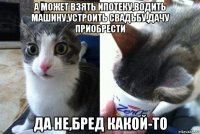 а может взять ипотеку,водить машину,устроить свадьбу,дачу приобрести да не,бред какой-то