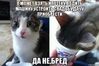 а может взять ипотеку,водить машину,устроить свадьбу,дачу приобрести да не,бред