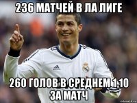 236 матчей в ла лиге 260 голов в среднем 1,10 за матч