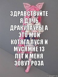 здравствуйте я дочь дракулауры а это мои котята пуся и мусямне 13 лет и меня зовут роза