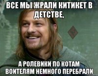 все мы жрали китикет в детстве, а ролевики по котам воителям немного перебрали