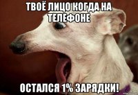 твоё лицо когда на телефоне остался 1% зарядки!