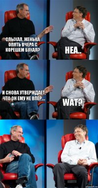 Слыхал, Женька опять вчера с корешем бухал? Неа.. И снова утверждает, что он ему не впёр.... WAT?  